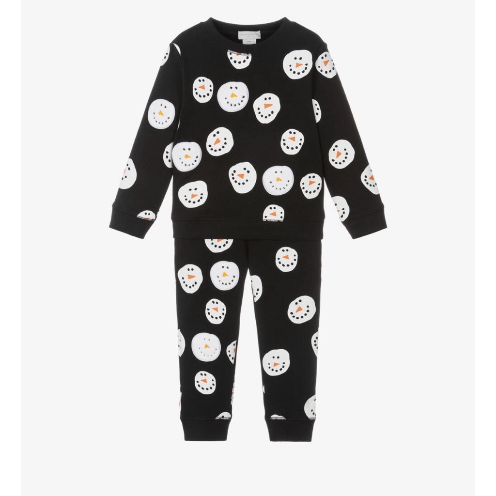 Stella Mccartney Kids Black Cotton Snowman Tracksuit Size 8